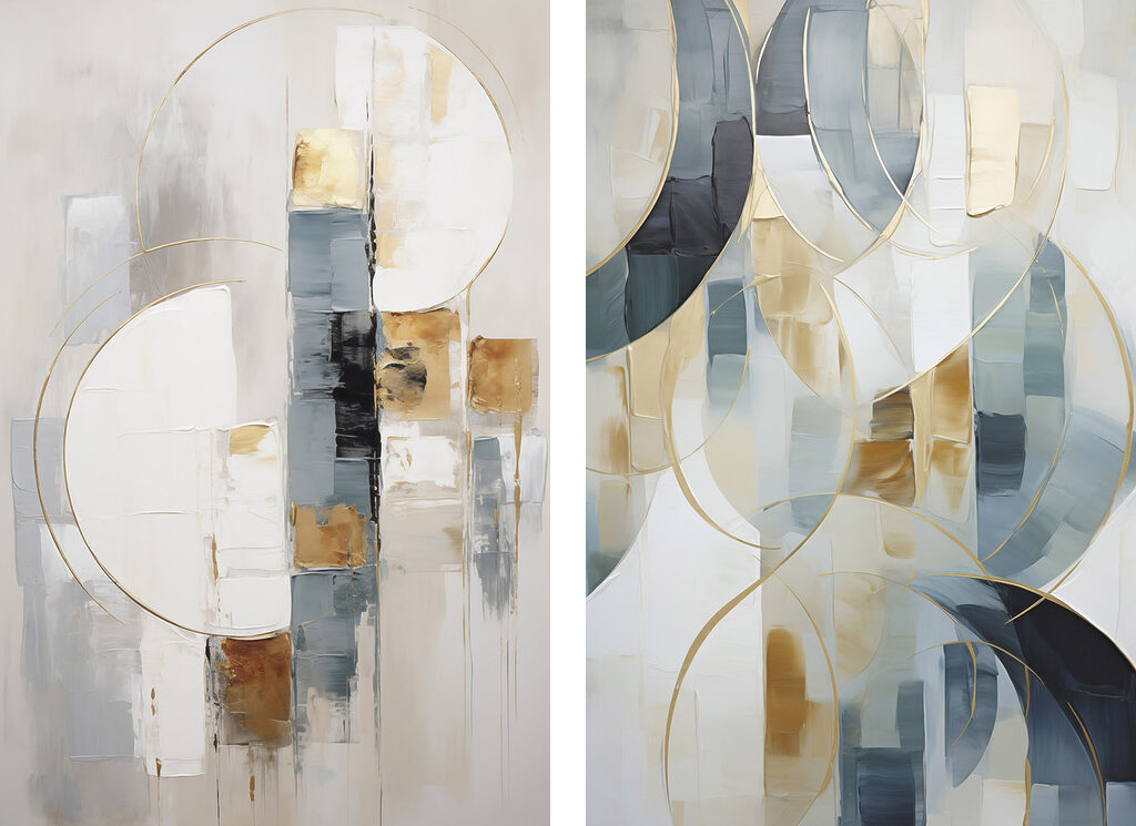 Two paintings of different colors