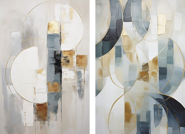 Two paintings of different colors