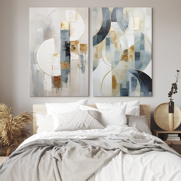 Two paintings of different colors