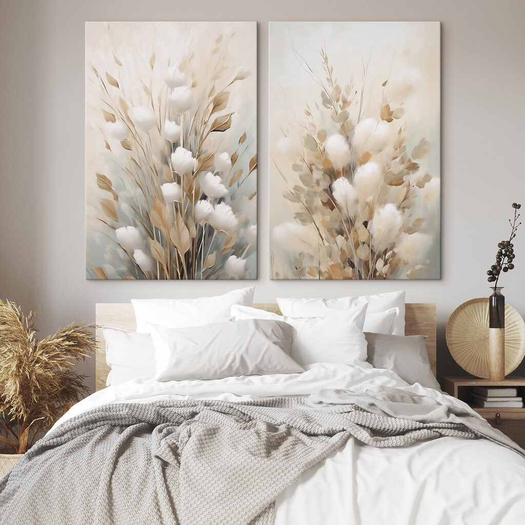 Painting of flowers and leaves