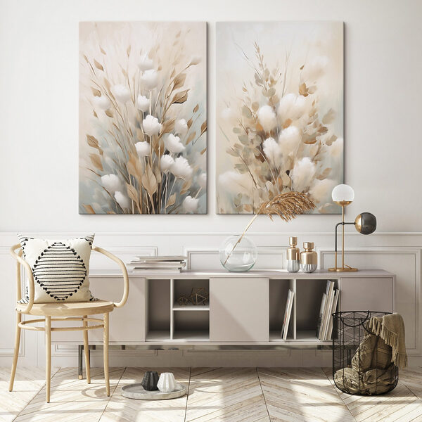 Painting of flowers and leaves