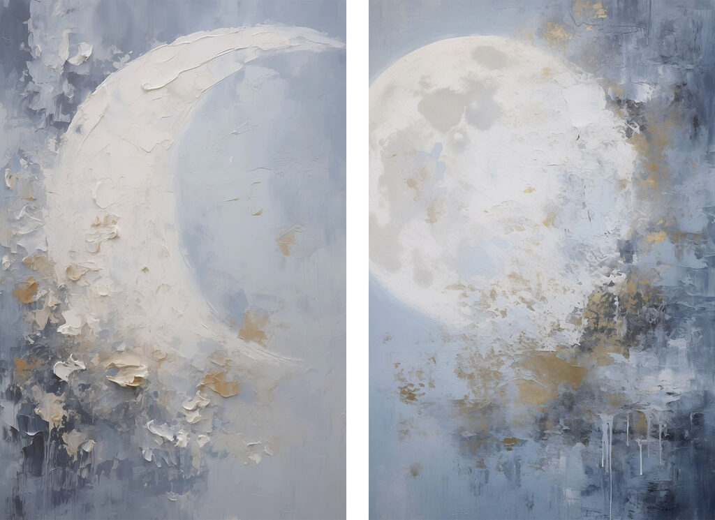 Painting of a moon and a tree