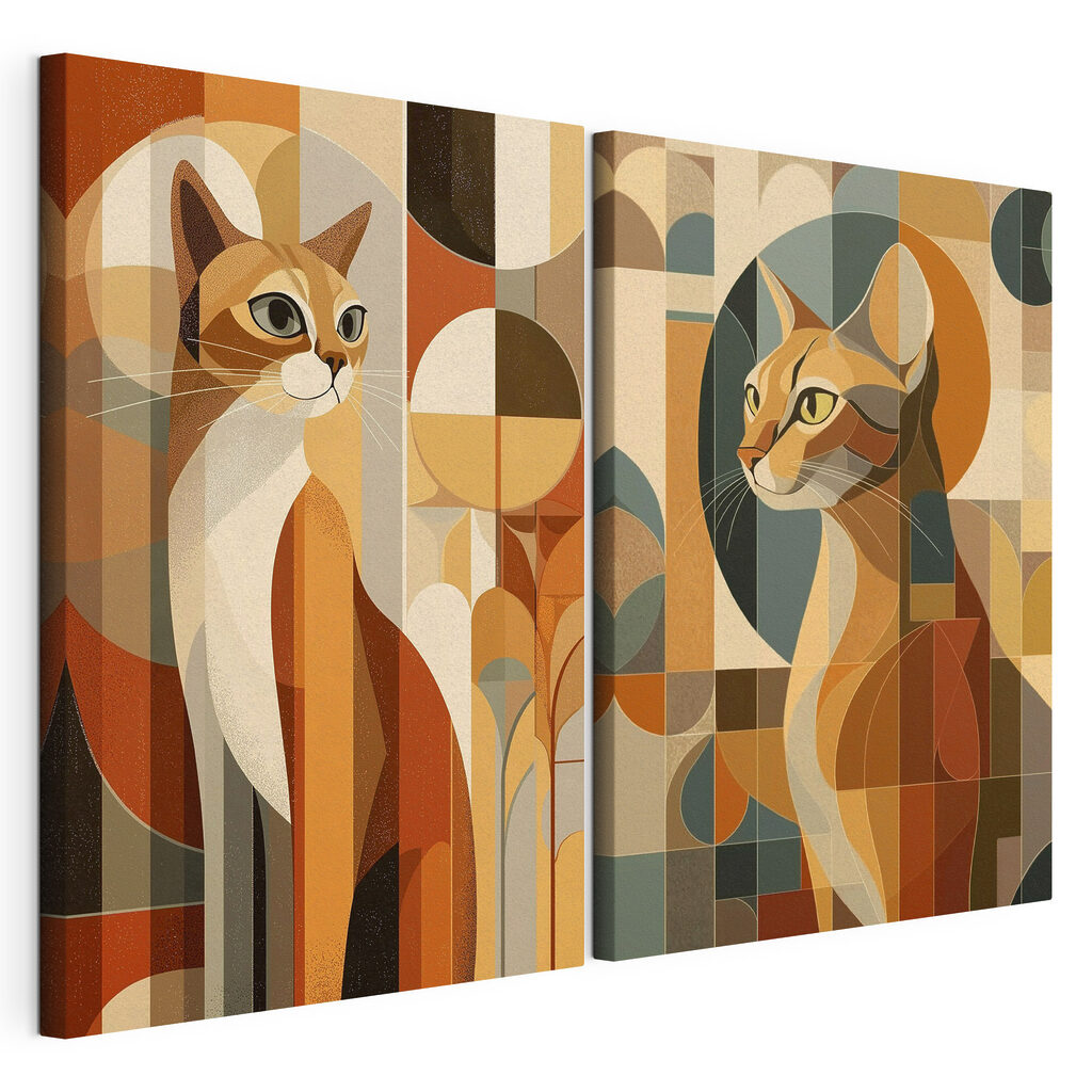 Two cats in different colors