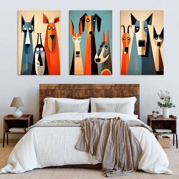Group of dogs paintings