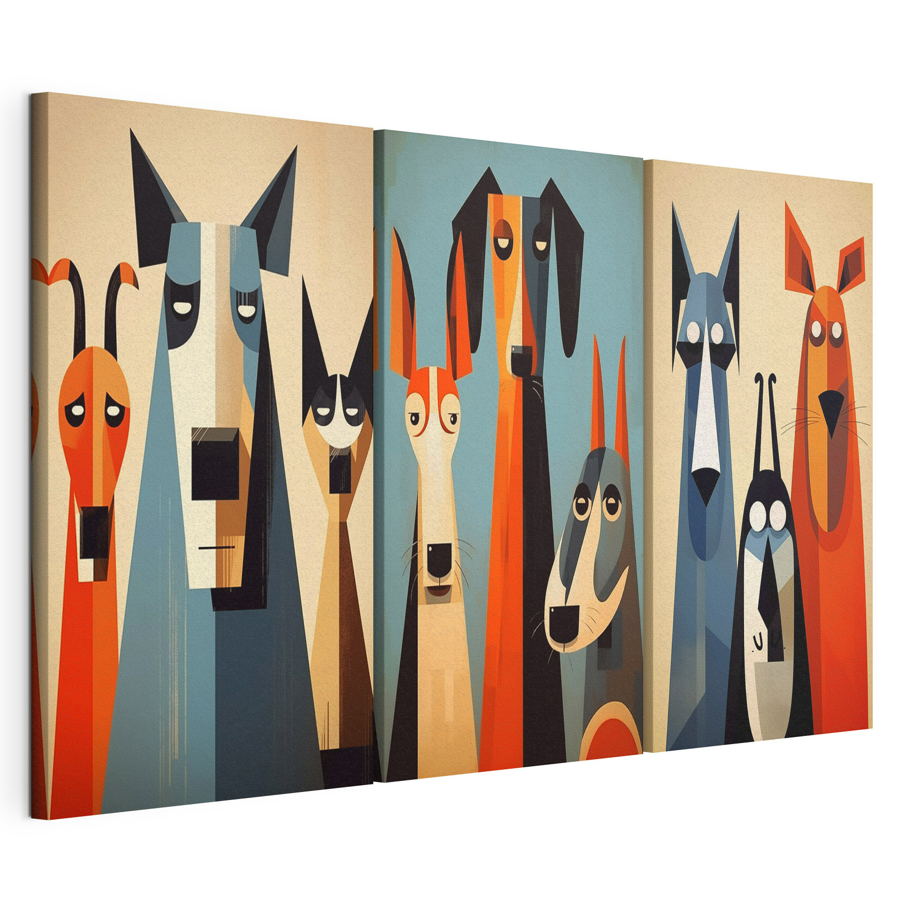 Group of dogs paintings