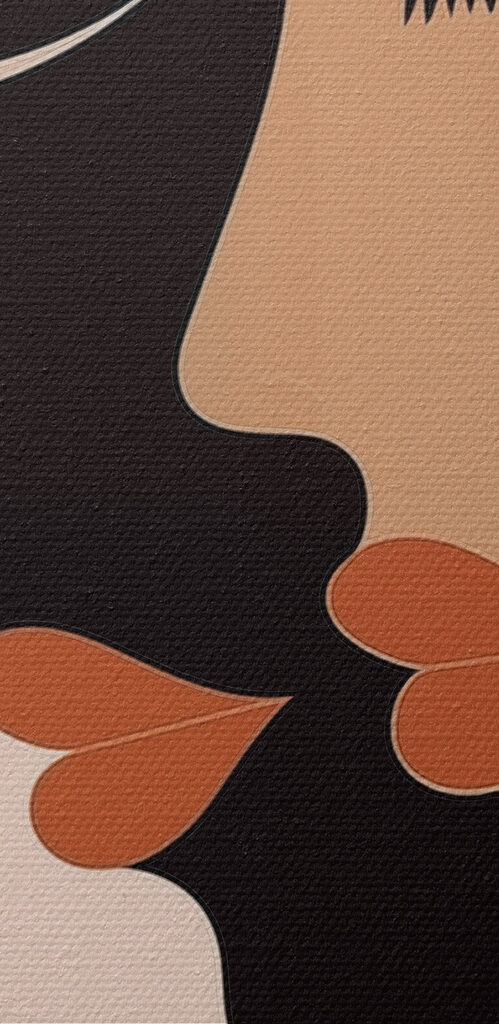 Two paintings of women with different colors