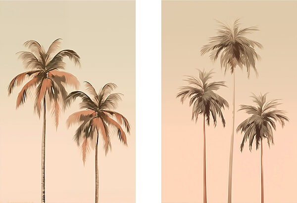 Palm trees on a pink background