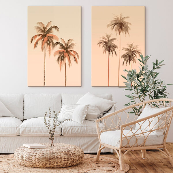 Palm trees on a pink background