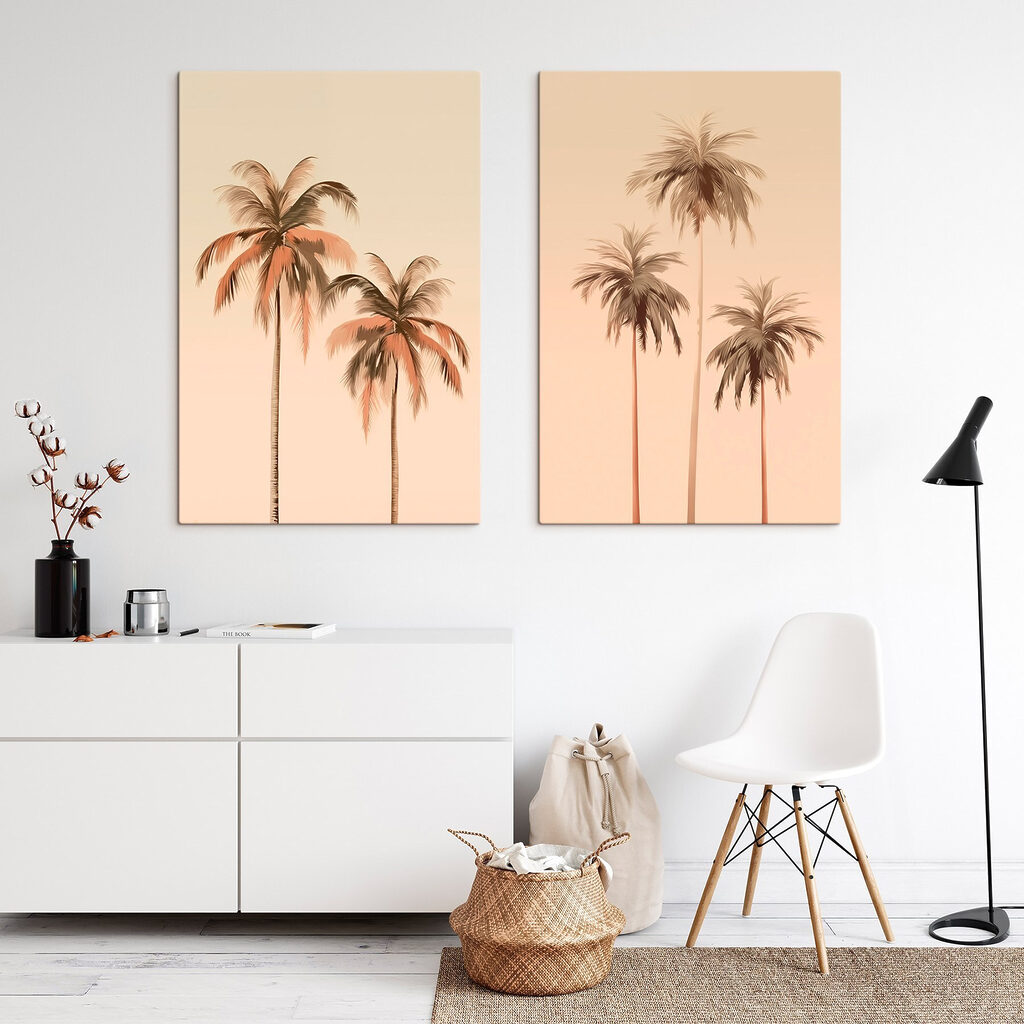 Palm trees on a pink background