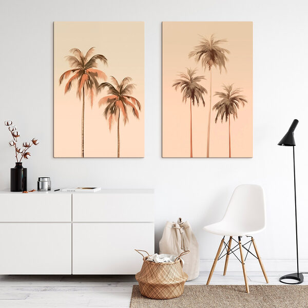 Palm trees on a pink background