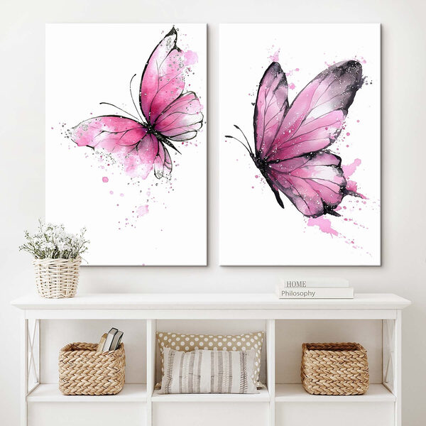 Two butterflies with pink wings