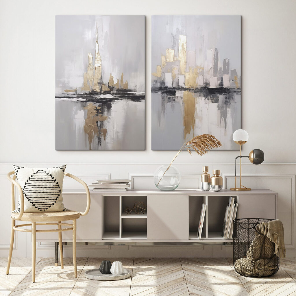 Painting of a city skyline