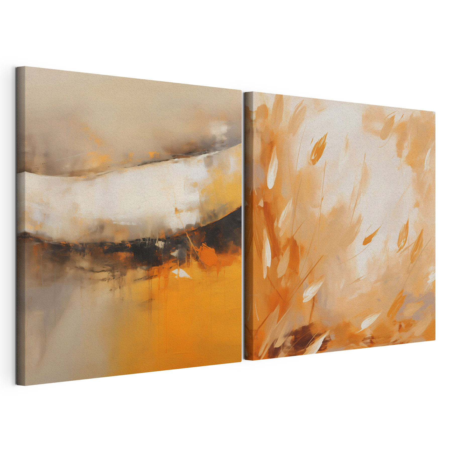 Two paintings of plants and flowers
