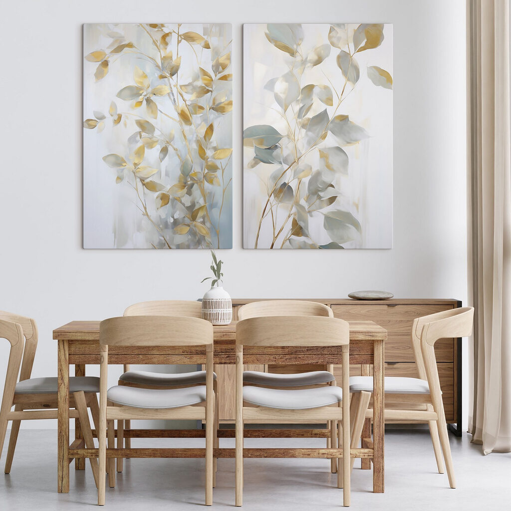 Painting of leaves on a wall