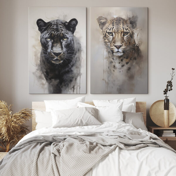 Painting of a leopard and a cheetah