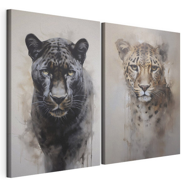 Painting of a leopard and a cheetah