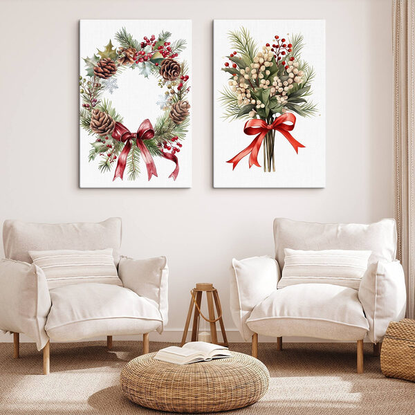 Wreaths of flowers and berries