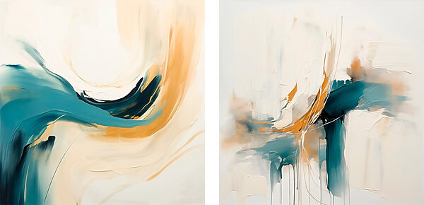 Two paintings of different colors