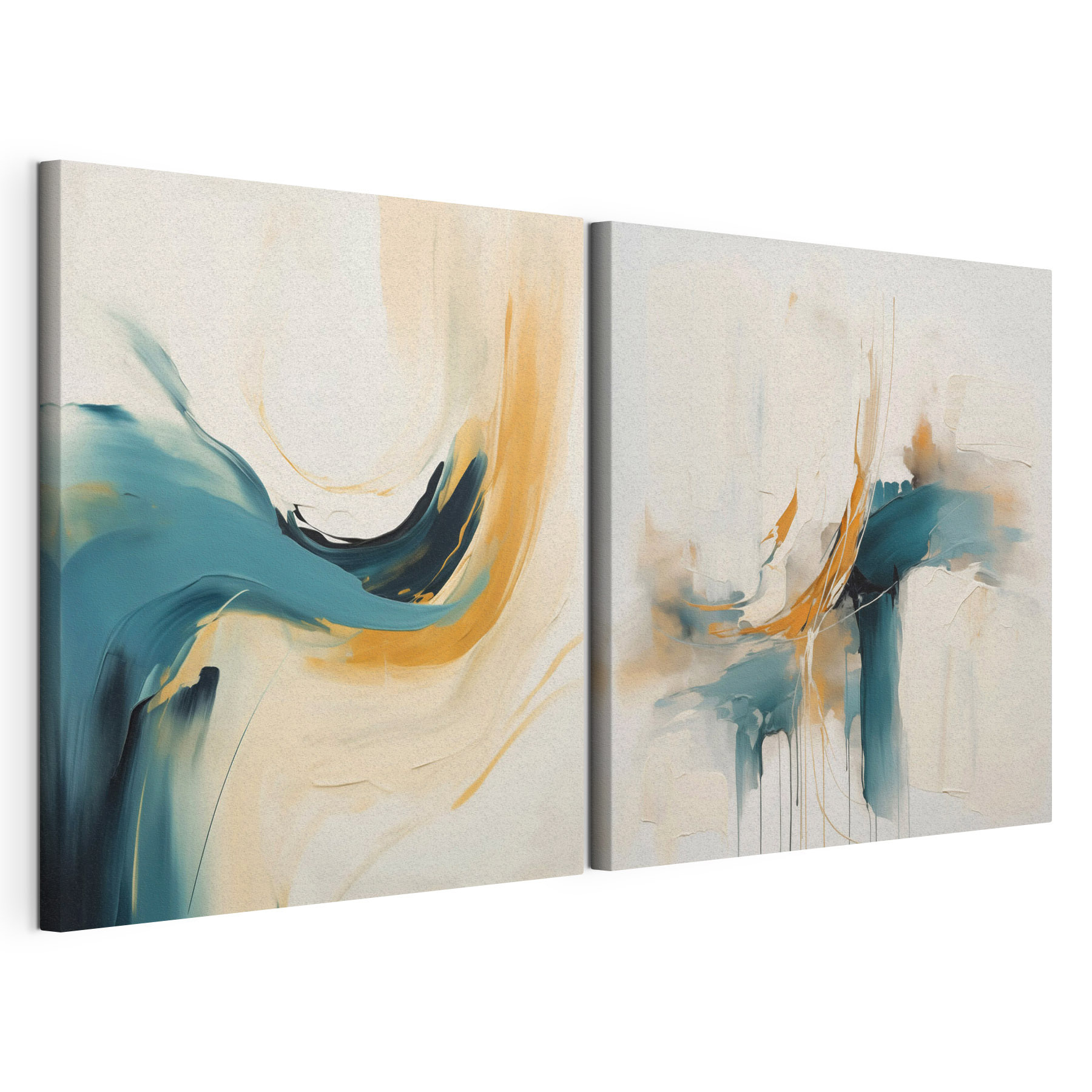 Two paintings of different colors