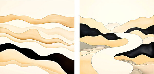 Painting of a man in a desert