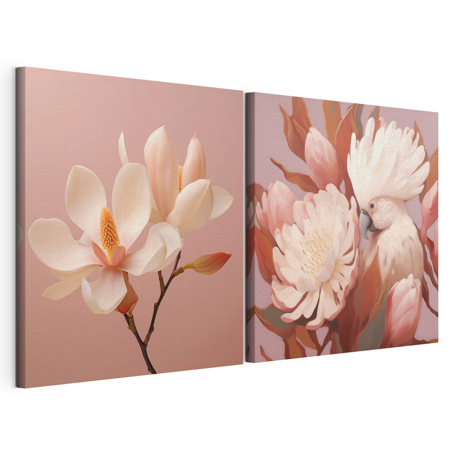 Delicate blooms and a charming bird