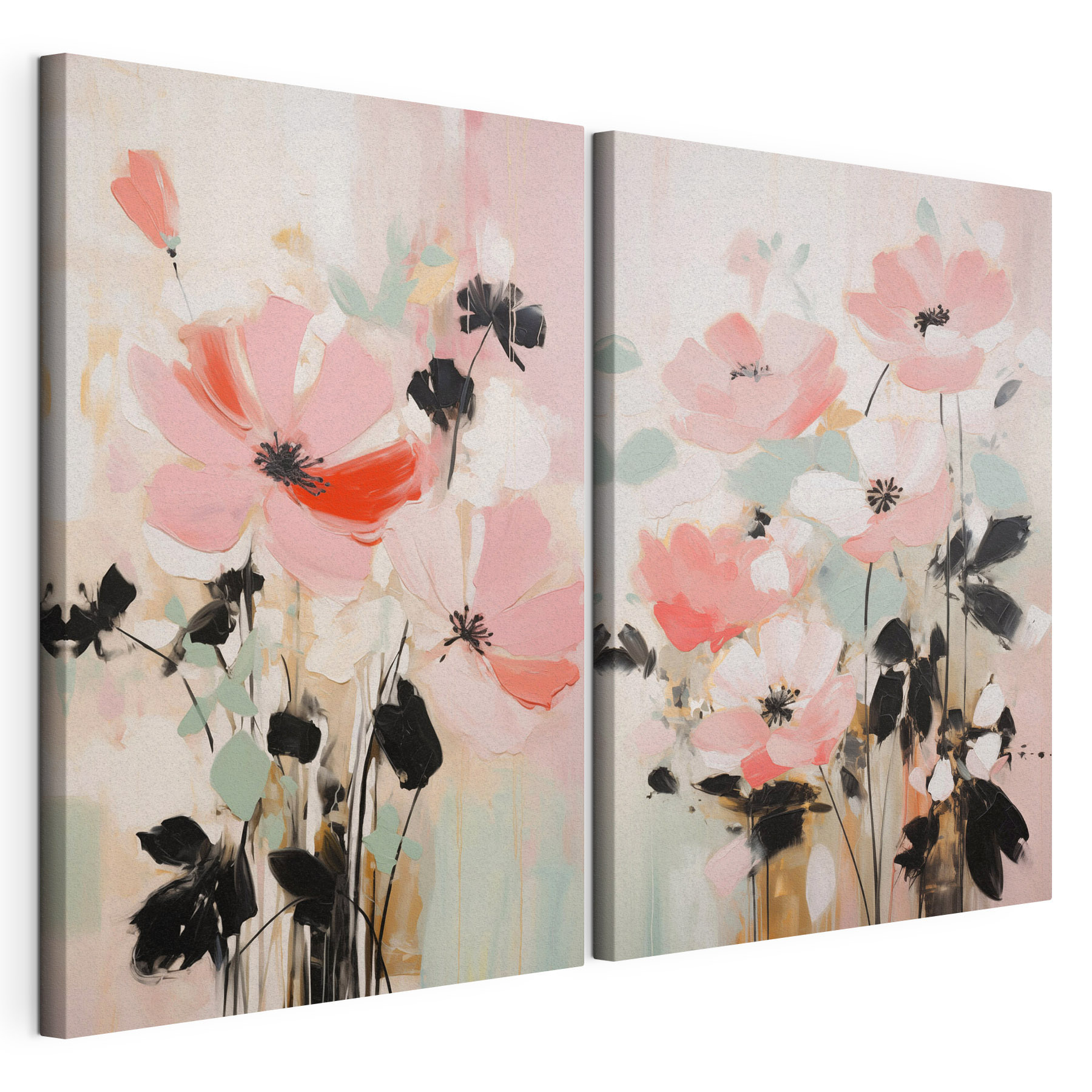 Painting of flowers on a white background