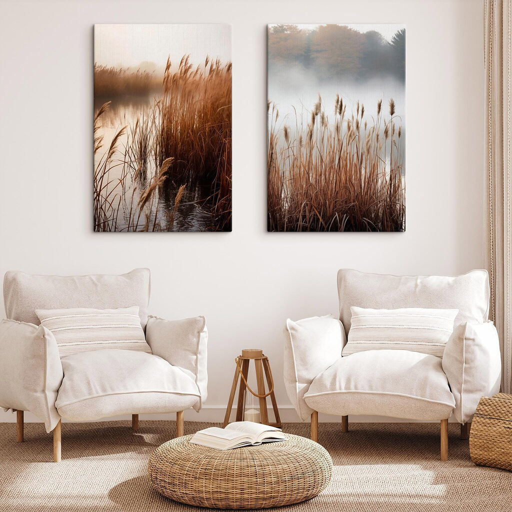 Lake with tall grass