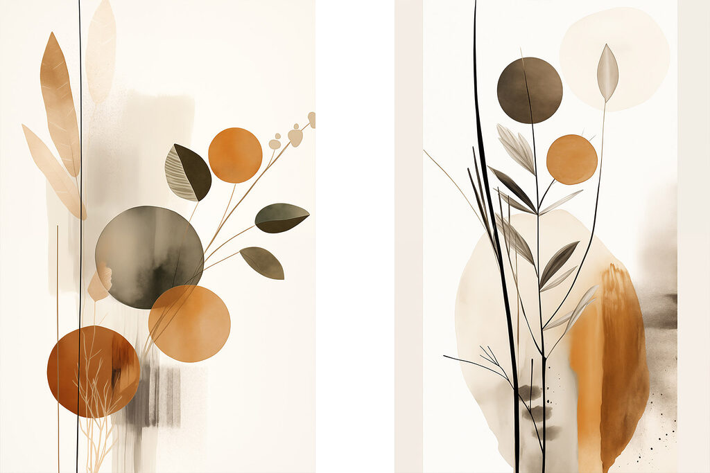Abstract floral shapes in warm tones
