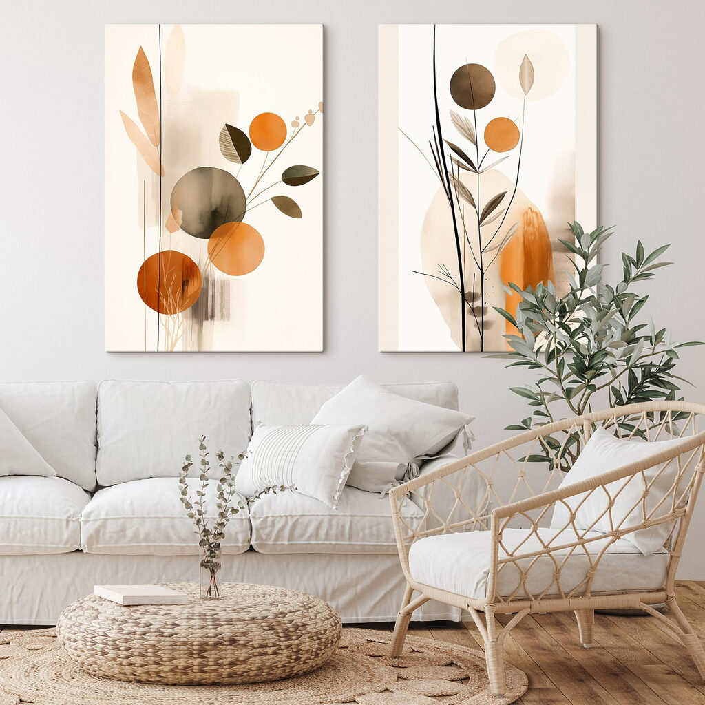 Abstract floral shapes in warm tones