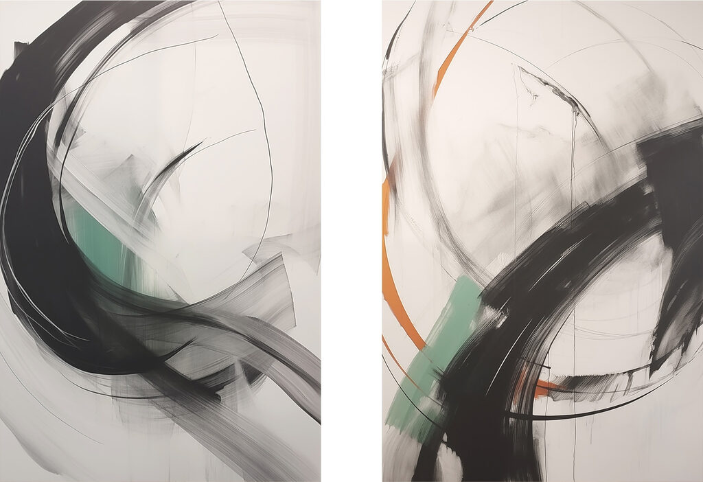 Two paintings on the wall