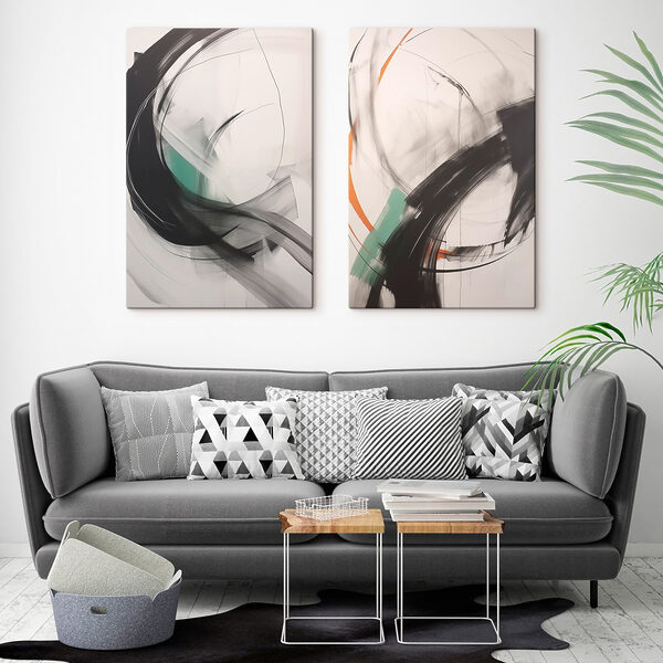 Two paintings on the wall
