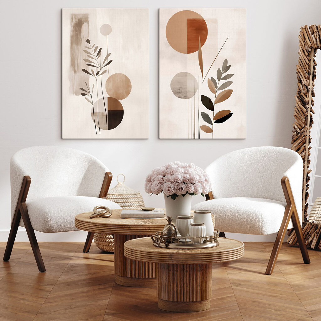 Two images of plants and circles