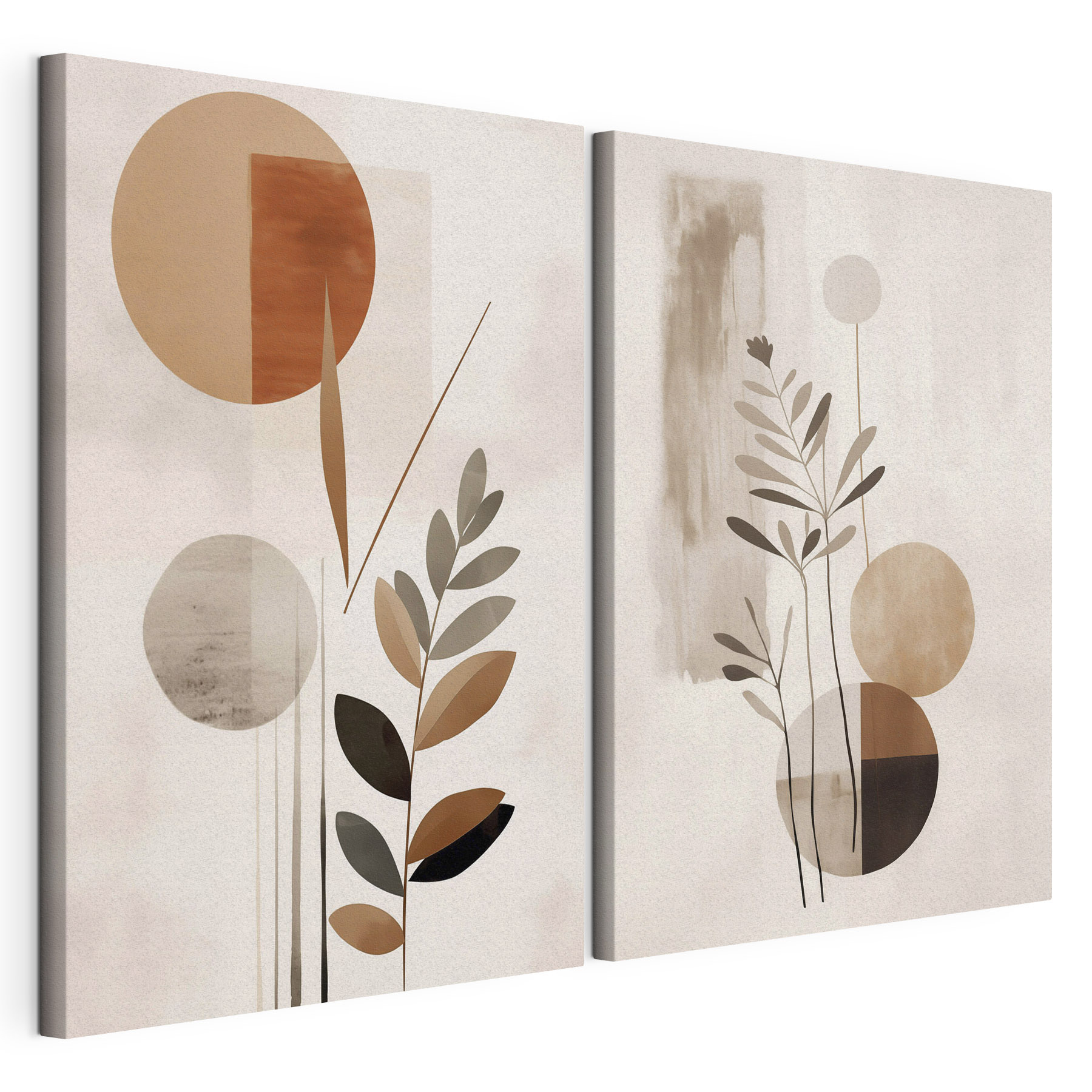 Two images of plants and circles