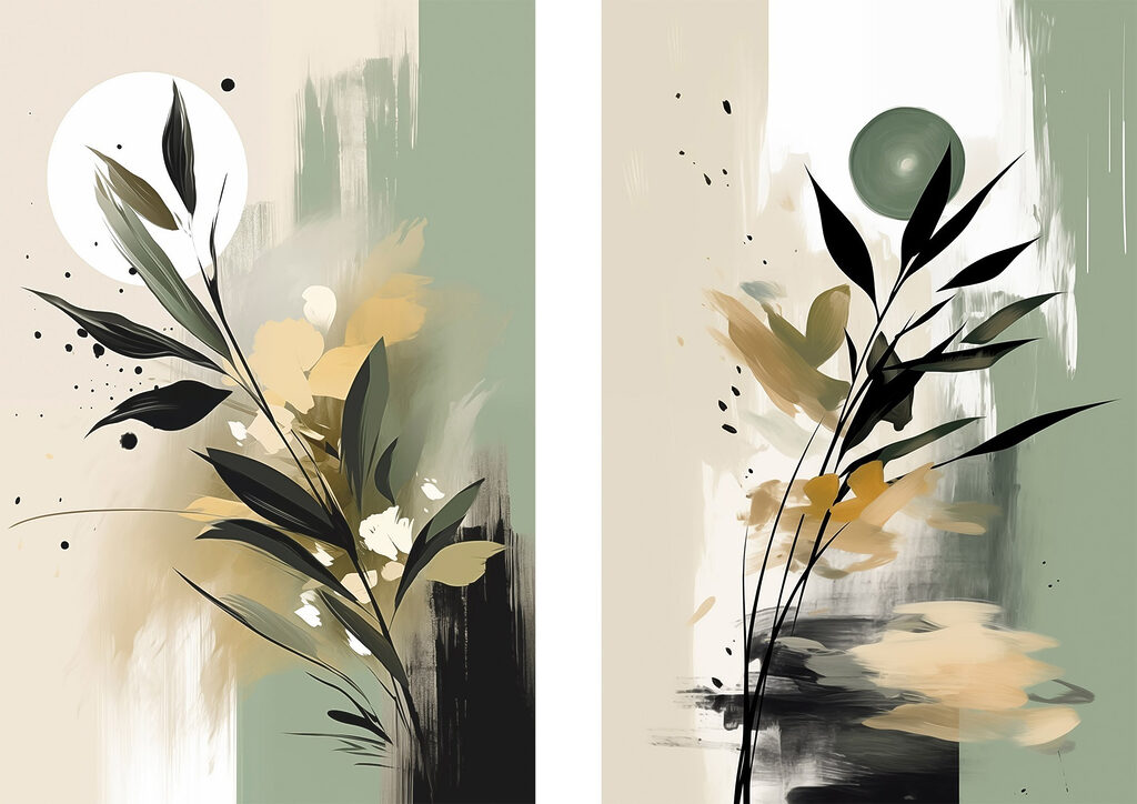 Painting of flowers and leaves