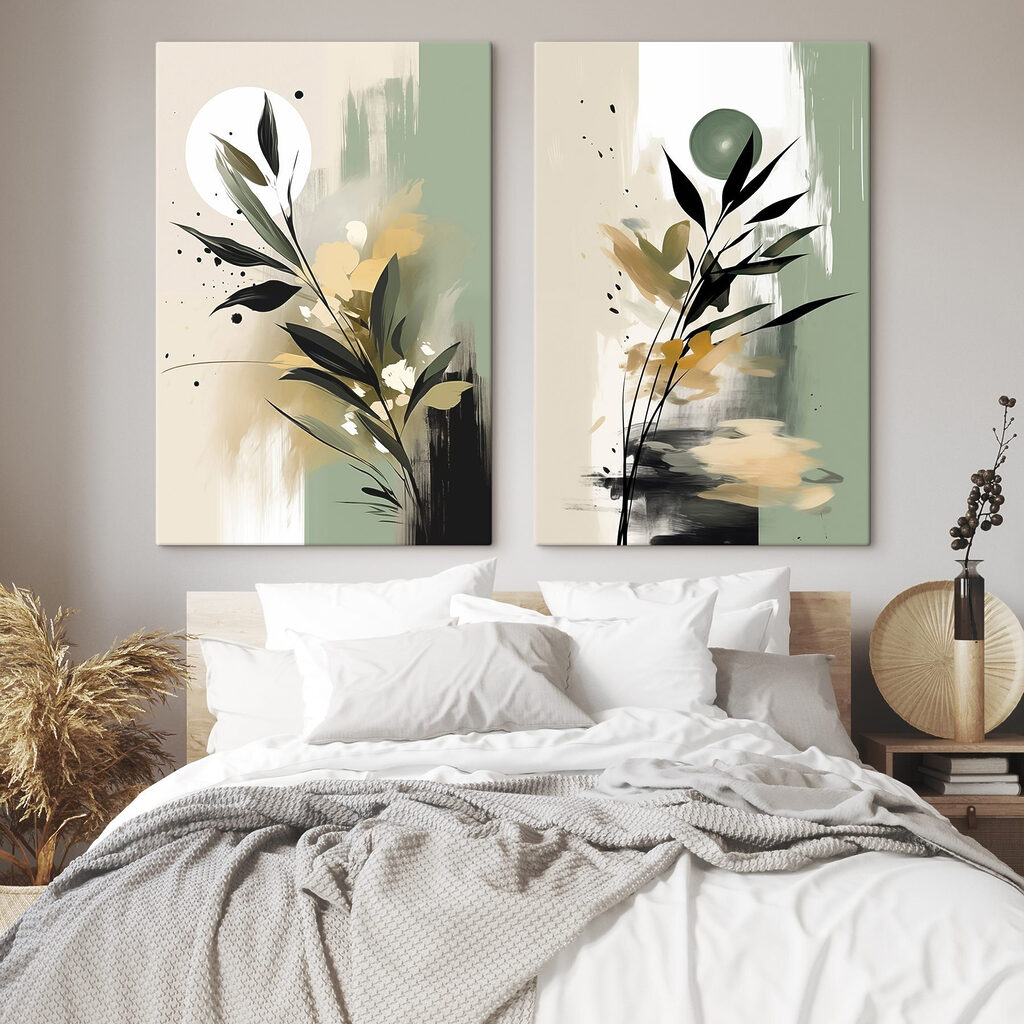 Painting of flowers and leaves