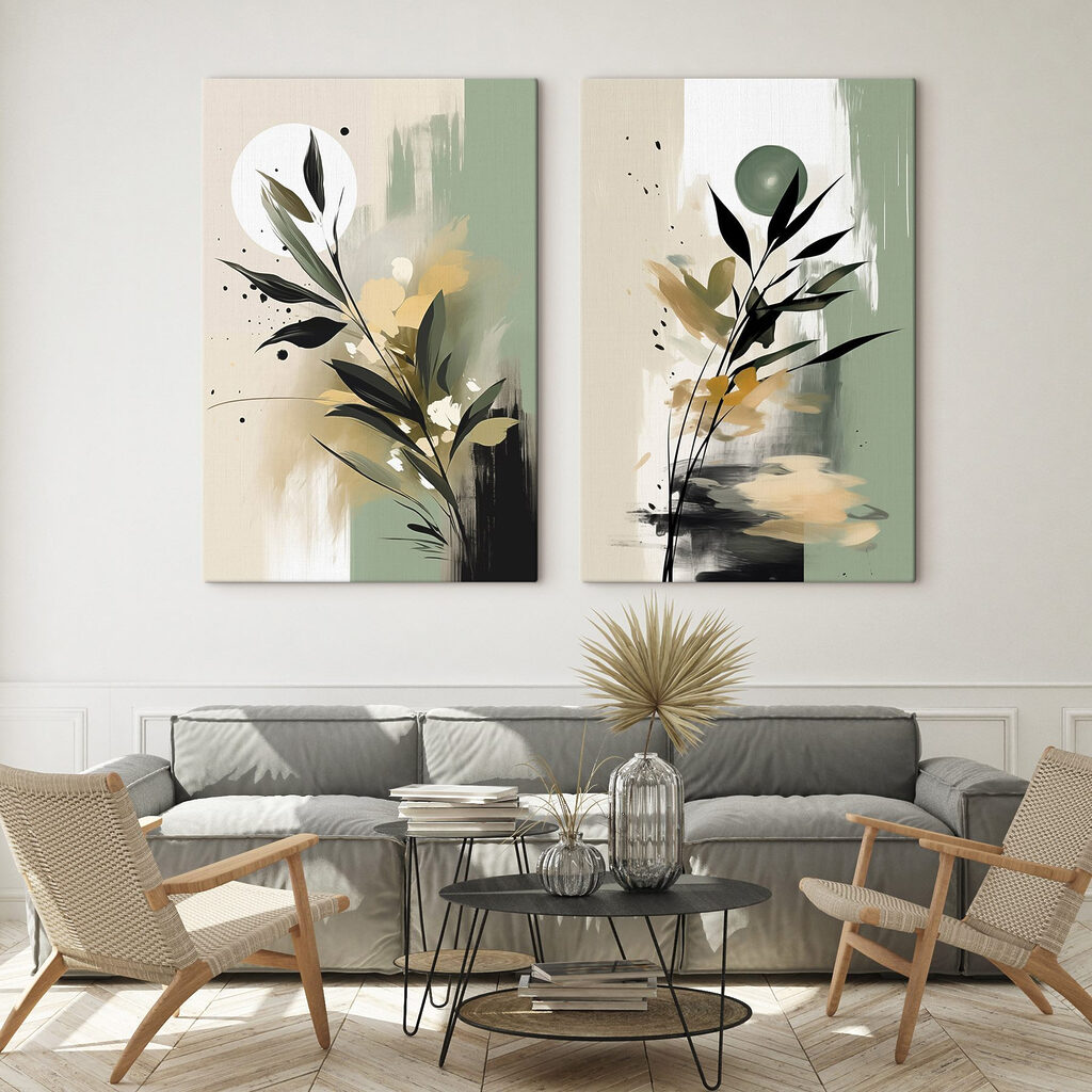 Painting of flowers and leaves