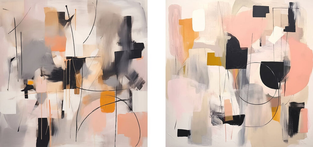 Two paintings of different colors