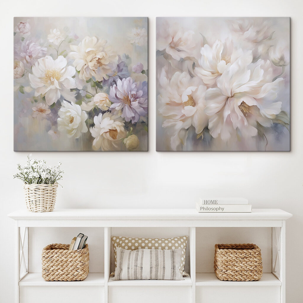 Painting of flowers on canvas