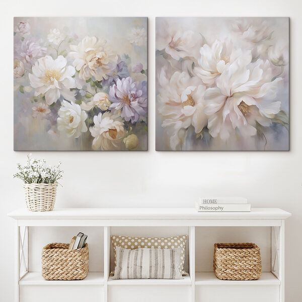 Painting of flowers on canvas