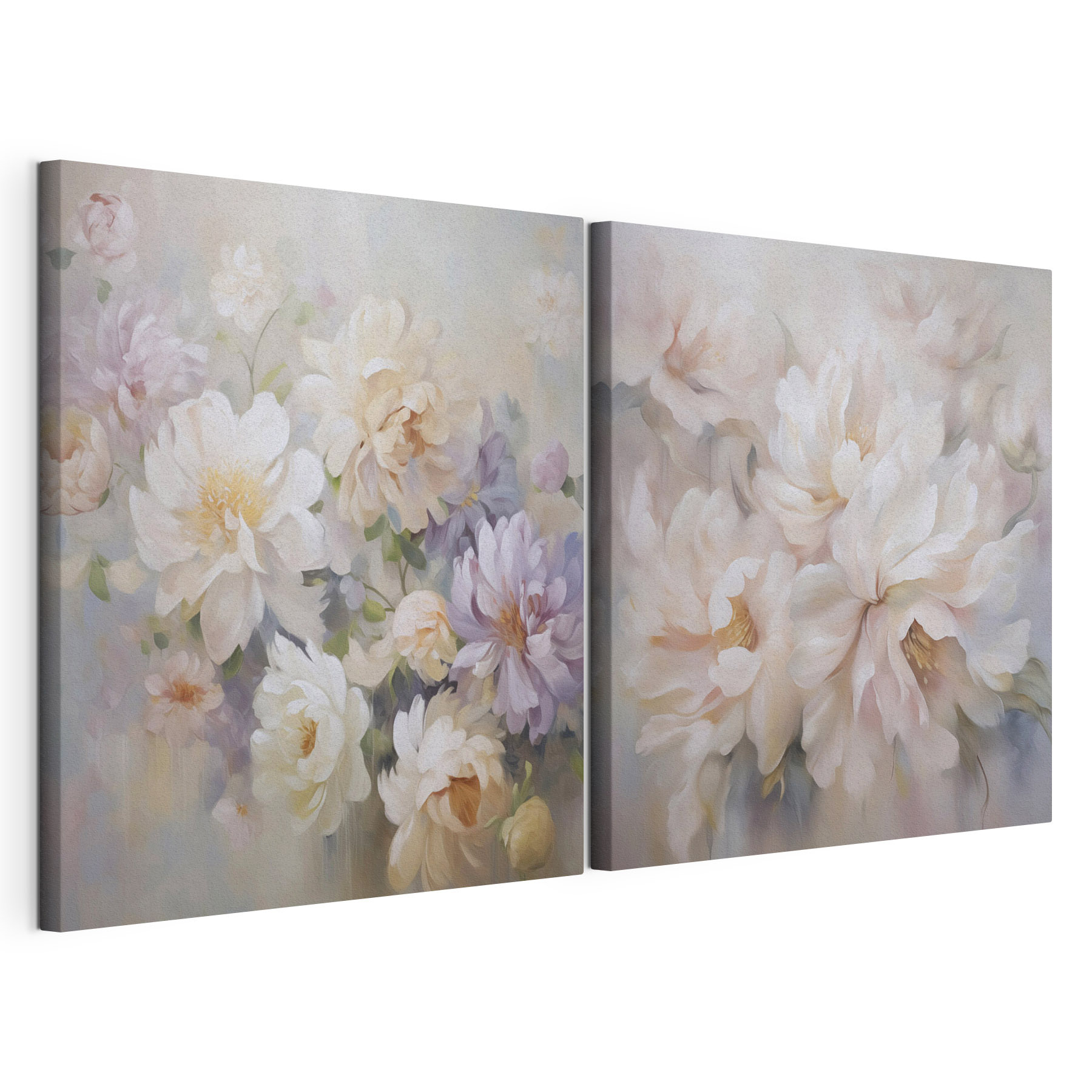 Painting of flowers on canvas