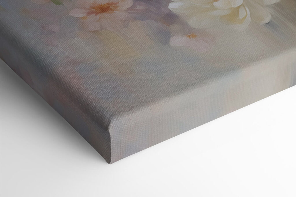 Painting of flowers on canvas
