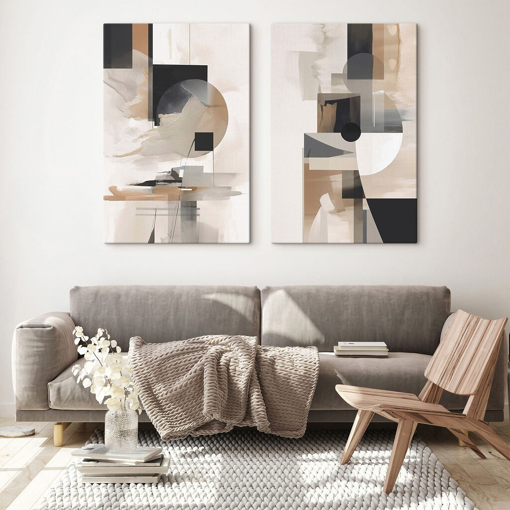 Painting of a couple of squares and circles