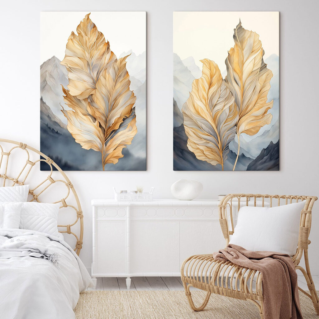 Autumn leaves against serene background