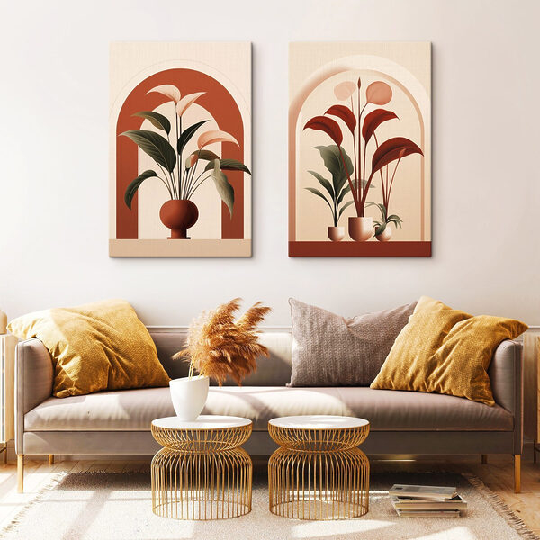 Two images of plants in pots