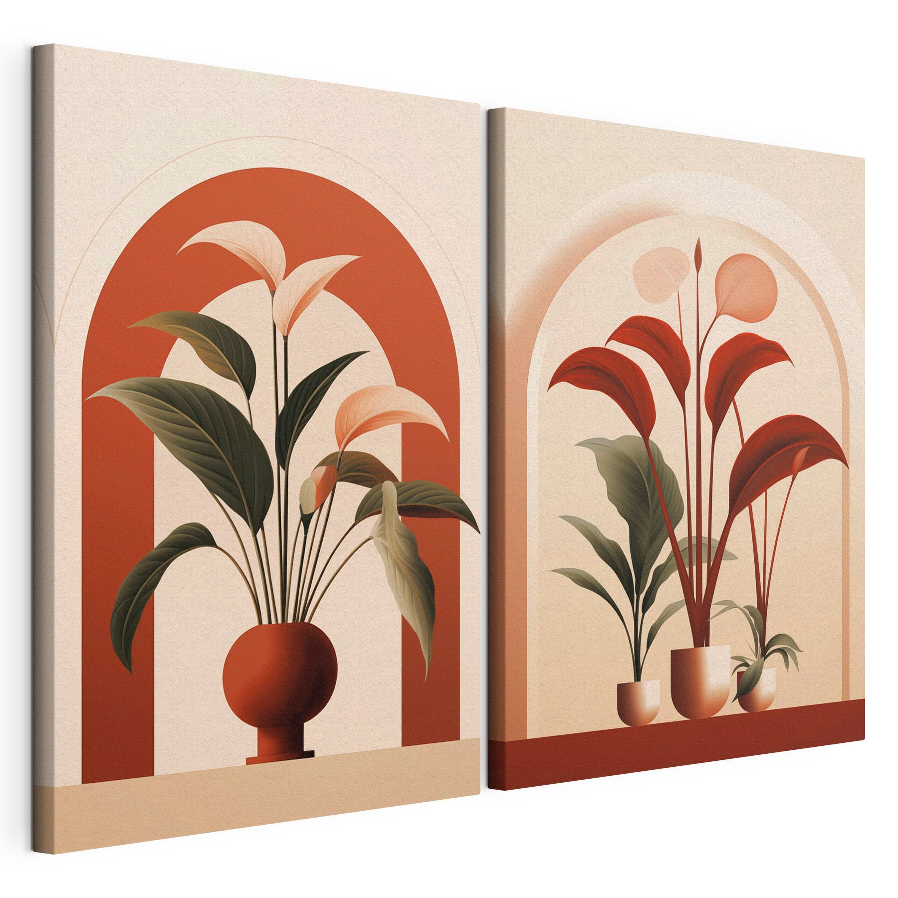Two images of plants in pots