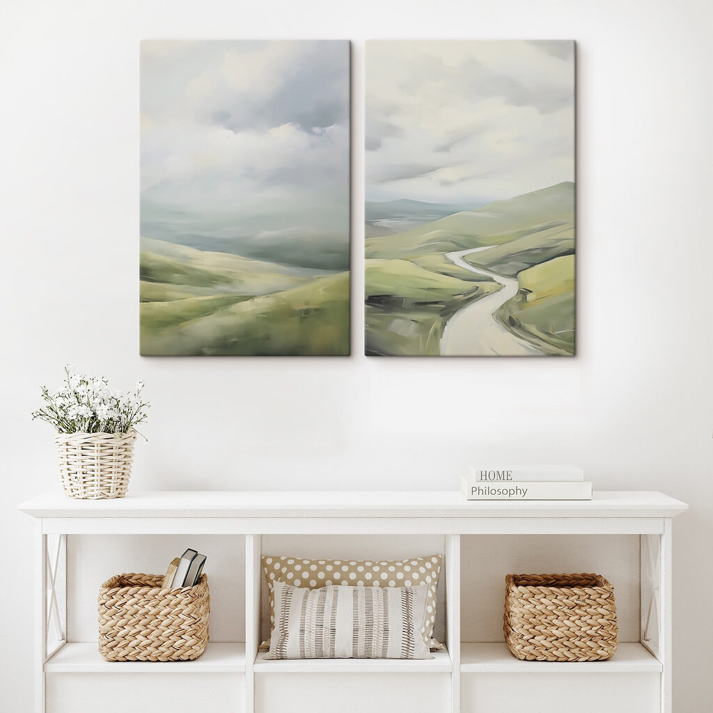 Painting of a road and a hill