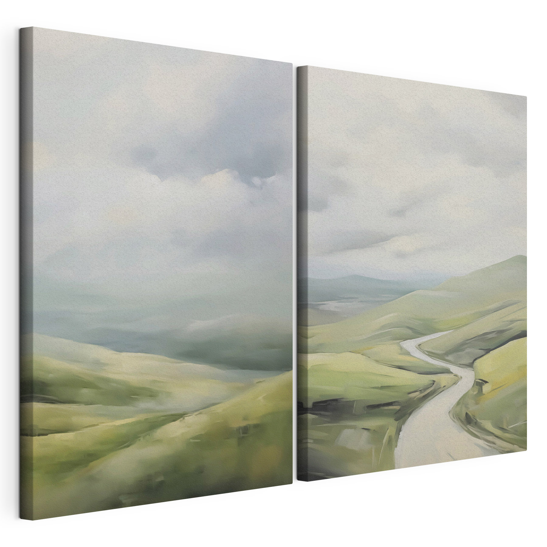 Painting of a road and a hill
