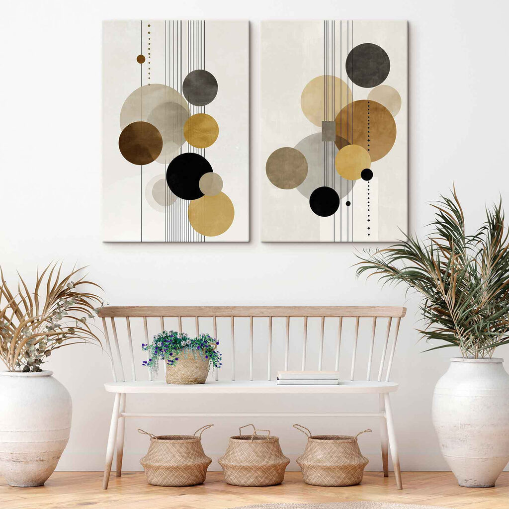 Pair of art pieces of circles