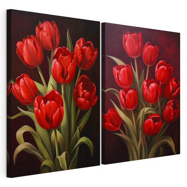 Modulárna potlač na plátne Očarujúce kvitnúce červené tulipány
