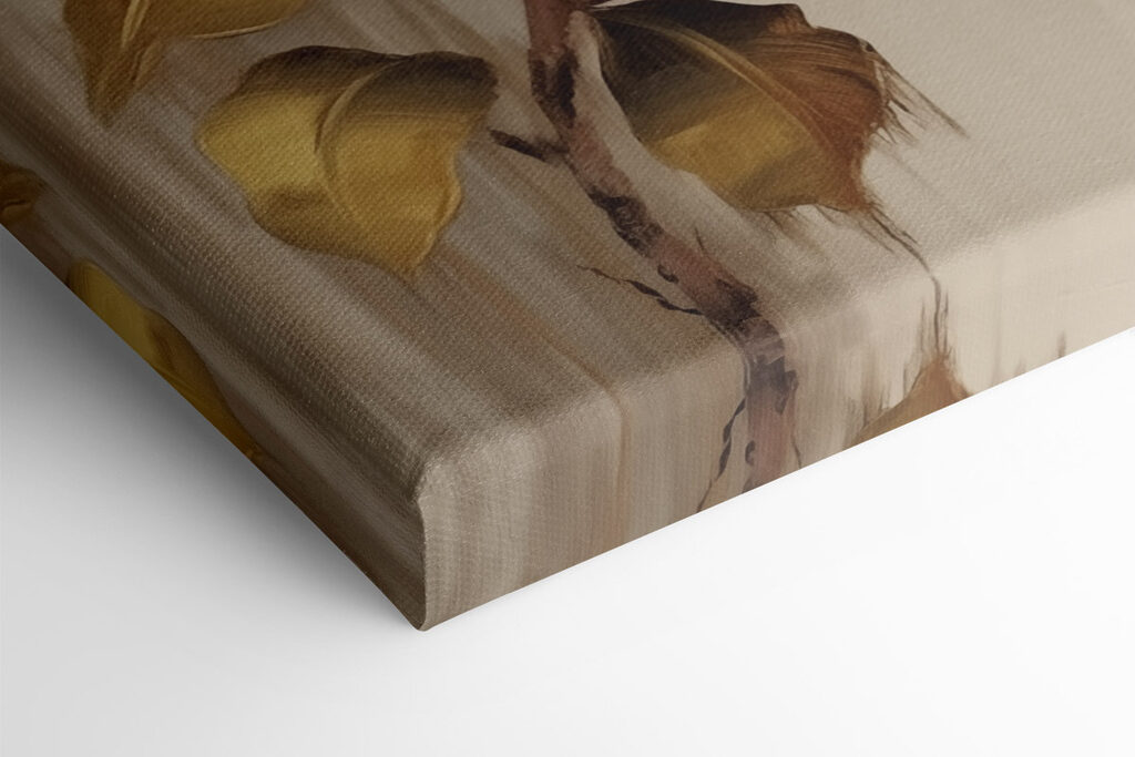 Painting of flowers on a wood surface